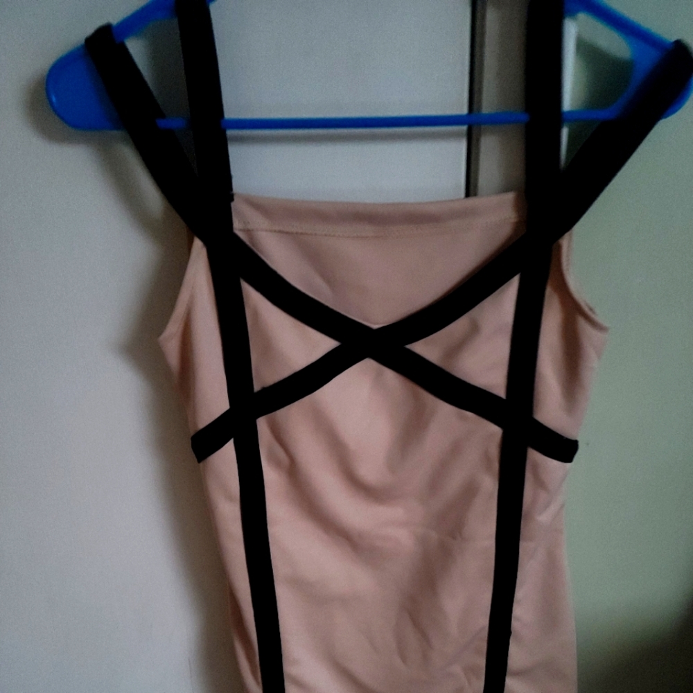 NWOT Nude and Black DOUBLE Bodycon Strappy  Dress